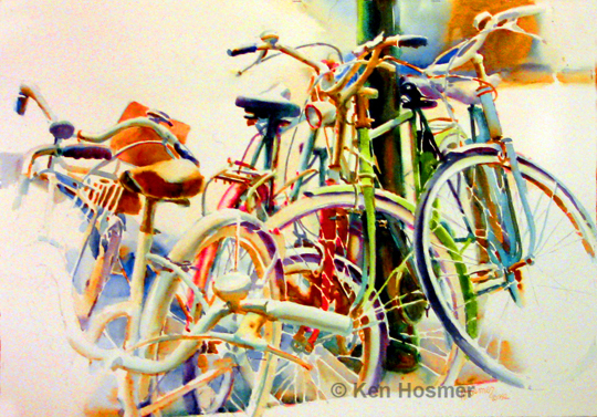 Cycles-watercolor painting by Ken Hosmer