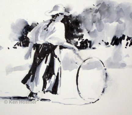 Hoop and Stick - ink sketch by Ken Hosmer