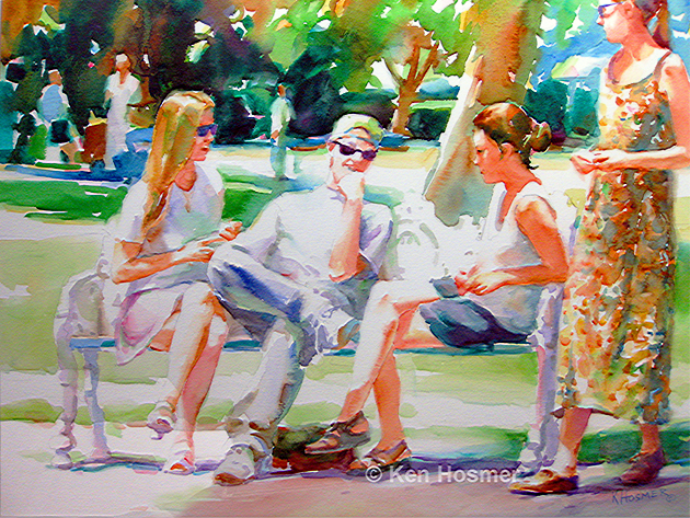 At the Park-watercolor by Ken Hosmer